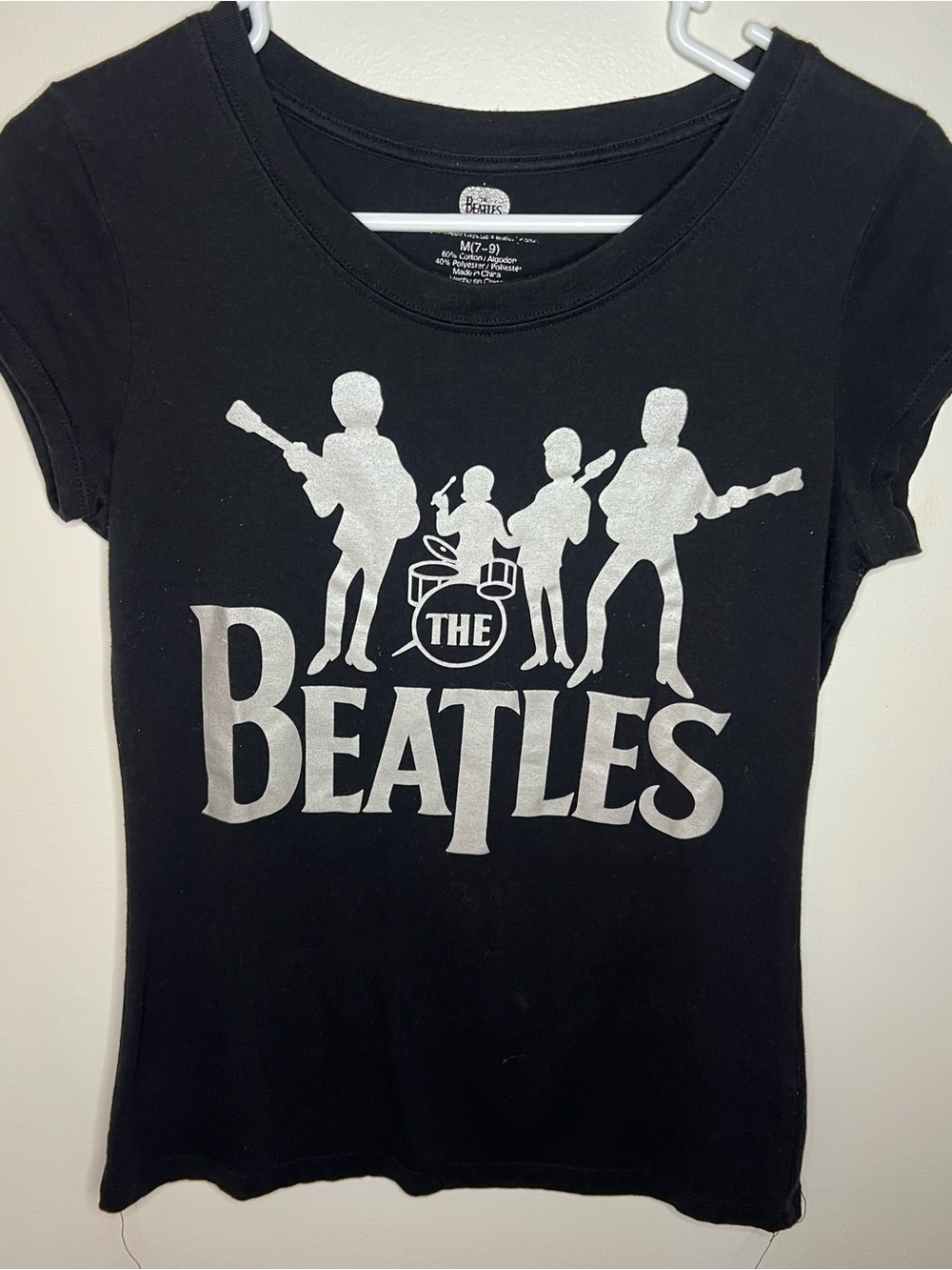 The Beatles Black Tee with Silver Graphic M